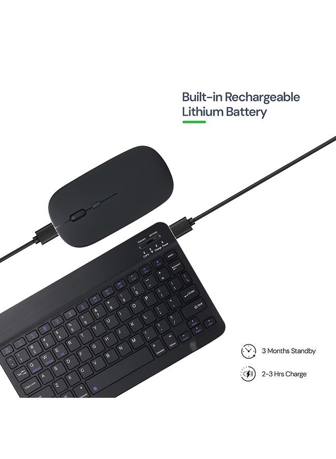ELTRAZONE Ultra-Slim Bluetooth Keyboard & Mouse Combo Rechargeable Portable Wireless Keyboard Mouse Set for Android Tablet iPhone iPad Computer PC Laptop- Black - Image 4