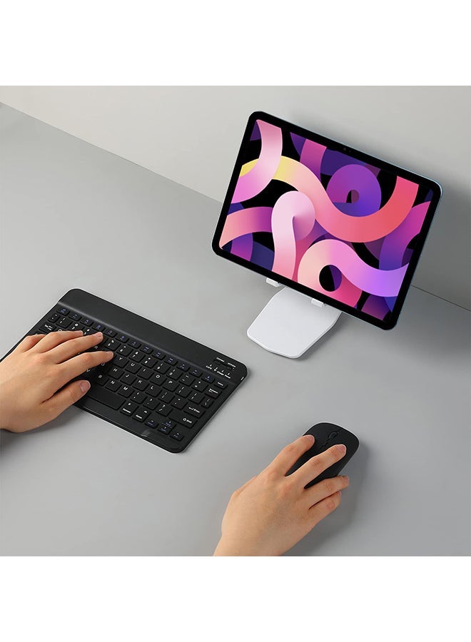 ELTRAZONE Ultra-Slim Bluetooth Keyboard & Mouse Combo Rechargeable Portable Wireless Keyboard Mouse Set for Android Tablet iPhone iPad Computer PC Laptop- Black - Image 2
