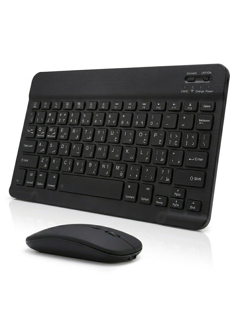 ELTRAZONE Ultra-Slim Bluetooth Keyboard & Mouse Combo Rechargeable Portable Wireless Keyboard Mouse Set for Android Tablet iPhone iPad Computer PC Laptop- Black - Image 1