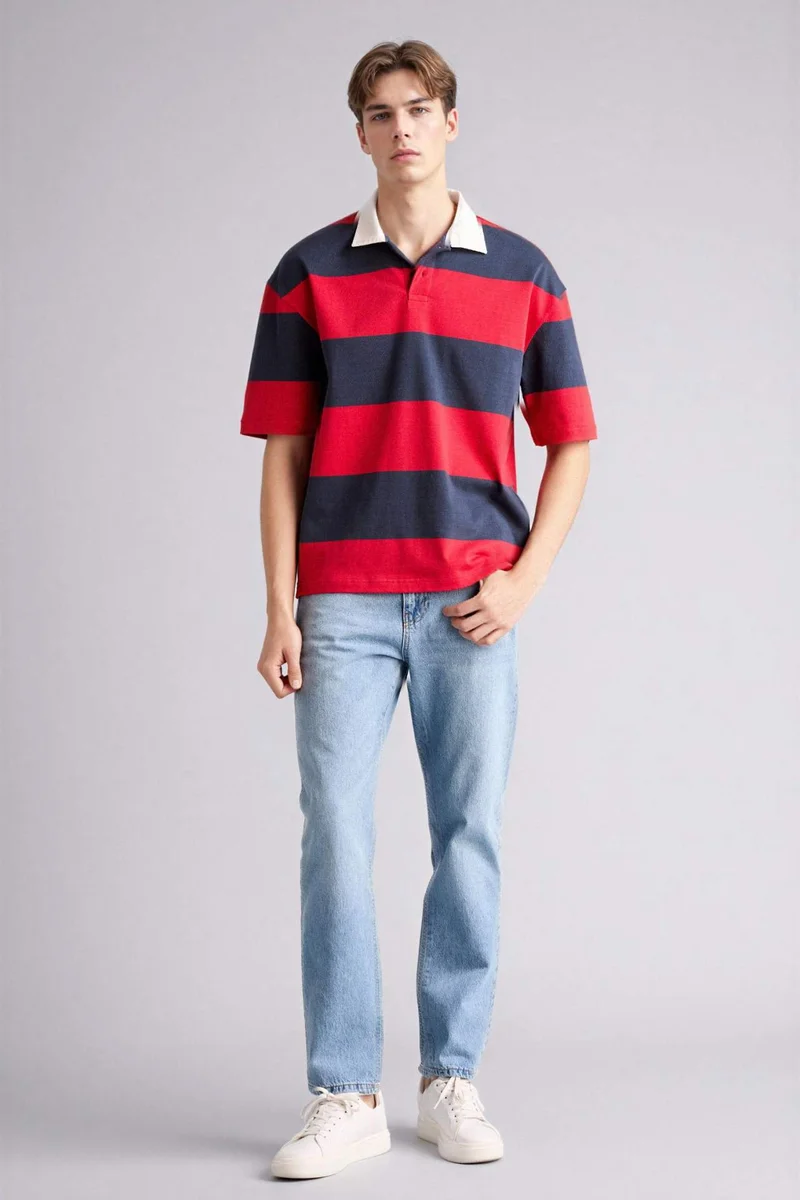 ديفاكتو Loose Fit Short Sleeve Polo T-shirt