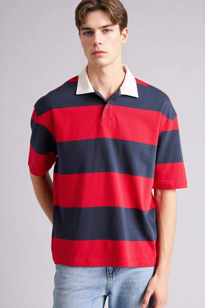 ديفاكتو Loose Fit Short Sleeve Polo T-shirt