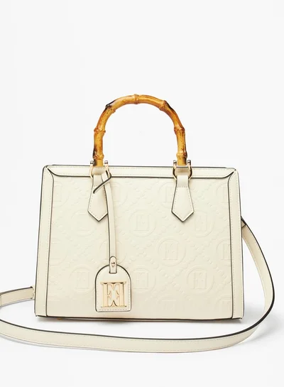 ELLE Women Embossed Monogram Tote Bag With Double Handle