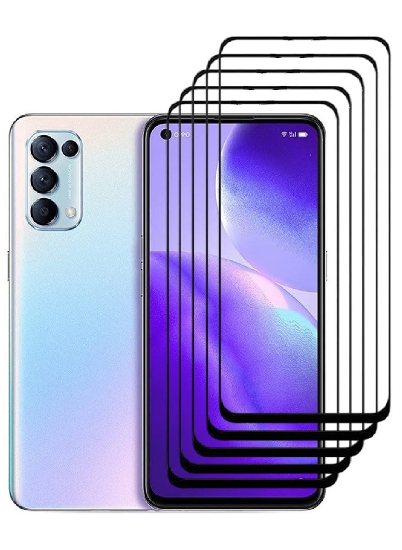 AINA 5 Pieces Tempered Glass Screen Protector 5D Designed For Oppo Reno5 5G Full Glue Edge to Edge Full Screen Coverage And Bubble Free - Image 1
