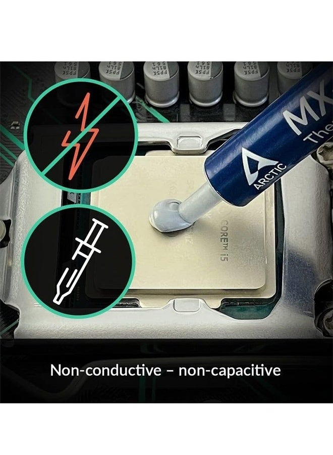 أركتيك MX-4 (يشمل ملعقة، 8 جرام) معجون حراري لوحدة المعالجة المركزية (CPU) ووحدة معالجة الرسومات (GPU) في أجهزة الكمبيوتر - أجهزة الكمبيوتر الشخصية (PC)، PS4، XBOX، معاجين حرارية موصلة للحرارة قائمة على السيليكون، مركب حراري عالي التوصيل الحراري، متانة طويلة، آمن في الاستخدام، غير موصل للكهرباء - Image 4