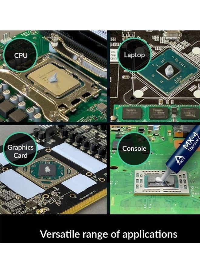 أركتيك MX-4 (يشمل ملعقة، 8 جرام) معجون حراري لوحدة المعالجة المركزية (CPU) ووحدة معالجة الرسومات (GPU) في أجهزة الكمبيوتر - أجهزة الكمبيوتر الشخصية (PC)، PS4، XBOX، معاجين حرارية موصلة للحرارة قائمة على السيليكون، مركب حراري عالي التوصيل الحراري، متانة طويلة، آمن في الاستخدام، غير موصل للكهرباء - Image 5