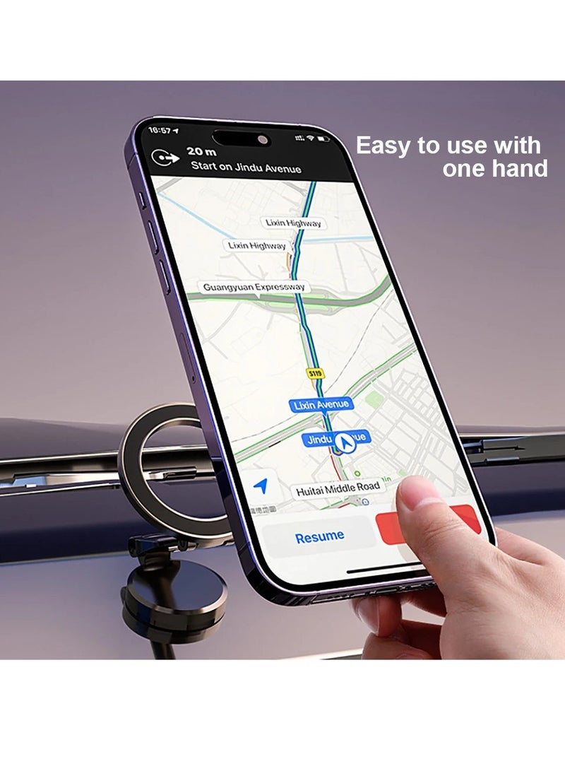 AROAQ Car Magnetic Phone Holder, Zinc Alloy Folding Magnetic Car Compact Cell Phone Holder, 360 Degree Rotatable Dashboard Navigation Mobile Phone Mount, Strong And Durable Cell Phone Stand For Car,(Silver) - Image 2