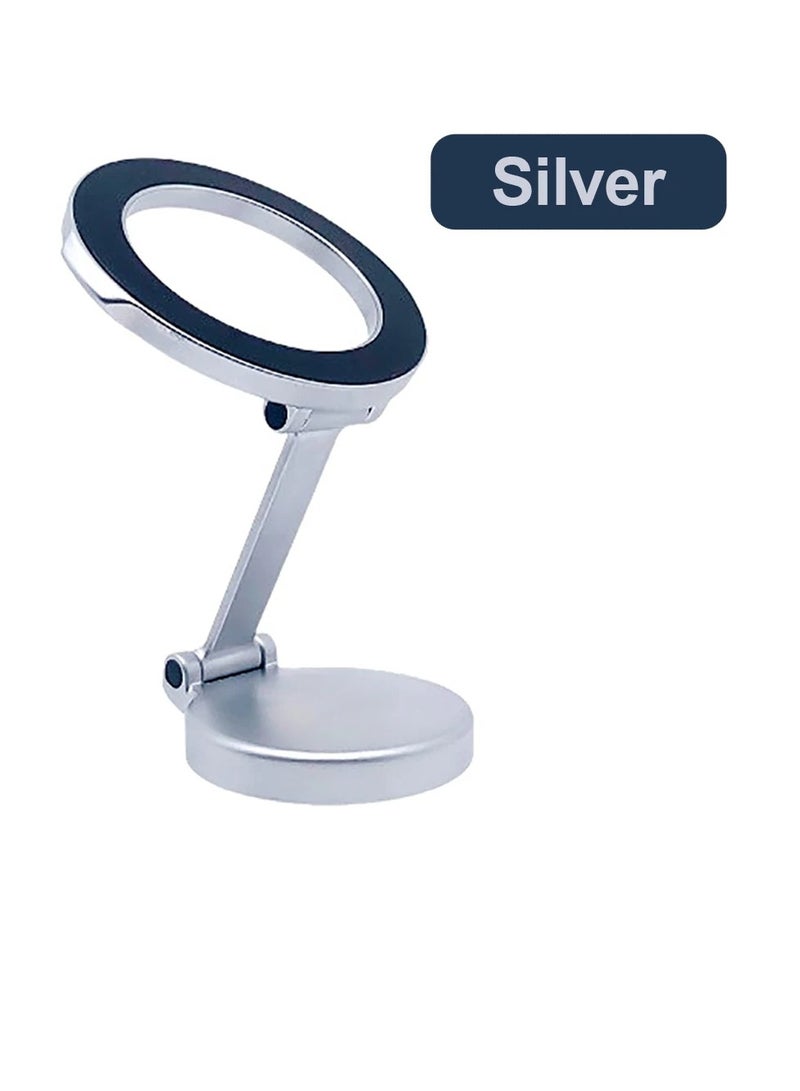 AROAQ Car Magnetic Phone Holder, Zinc Alloy Folding Magnetic Car Compact Cell Phone Holder, 360 Degree Rotatable Dashboard Navigation Mobile Phone Mount, Strong And Durable Cell Phone Stand For Car,(Silver) - Image 1