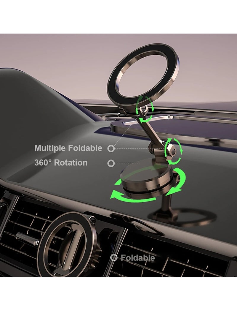 AROAQ Car Magnetic Phone Holder, Zinc Alloy Folding Magnetic Car Compact Cell Phone Holder, 360 Degree Rotatable Dashboard Navigation Mobile Phone Mount, Strong And Durable Cell Phone Stand For Car,(Silver) - Image 3