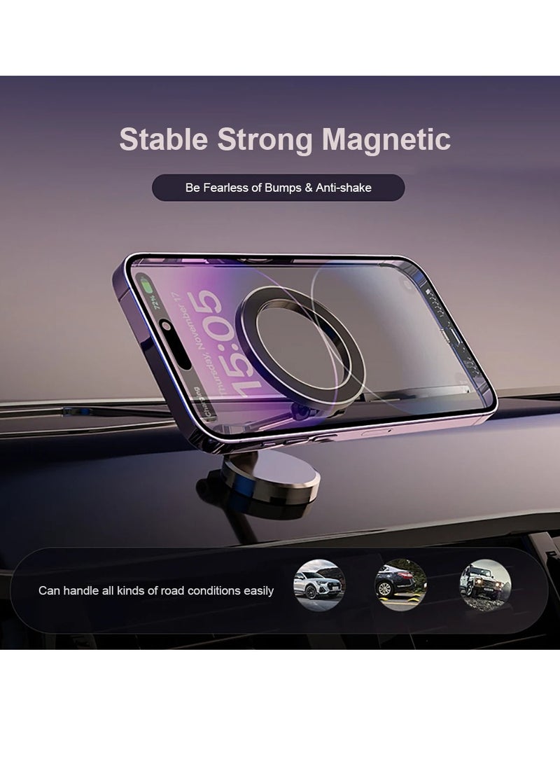 AROAQ Car Magnetic Phone Holder, Zinc Alloy Folding Magnetic Car Compact Cell Phone Holder, 360 Degree Rotatable Dashboard Navigation Mobile Phone Mount, Strong And Durable Cell Phone Stand For Car,(Silver) - Image 4