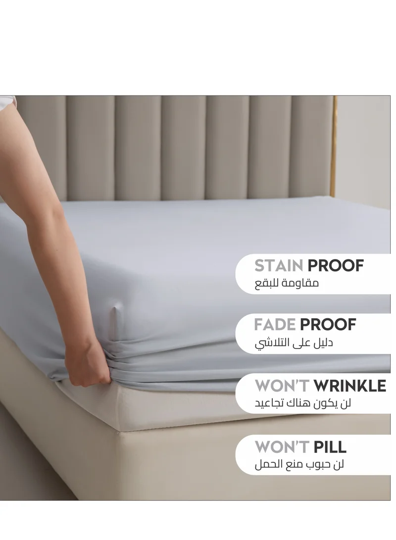 Donetella Bedding Fitted Sheet - Fits 200x200 Cm For Super King Bed - 3 Pcs (1 Fitted Sheet and 2 Pillowcases) - 35 Cm Deep Pocket - Solid Bed Sheet