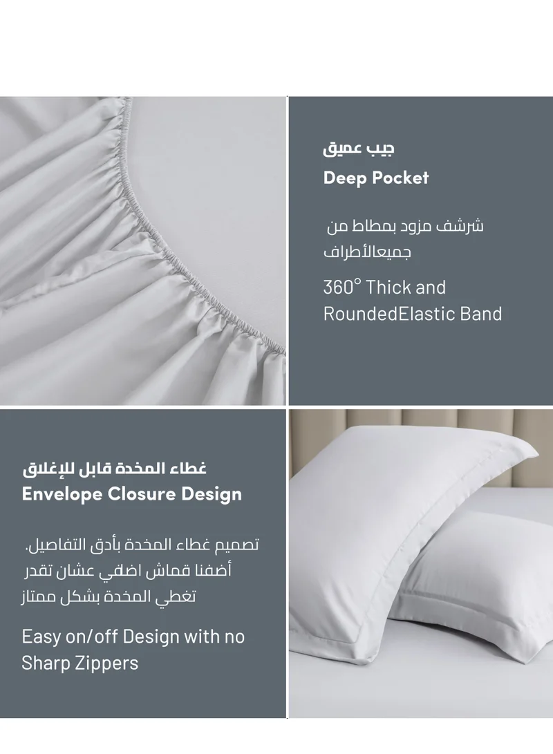 Donetella Bedding Fitted Sheet - Fits 200x200 Cm For Super King Bed - 3 Pcs (1 Fitted Sheet and 2 Pillowcases) - 35 Cm Deep Pocket - Solid Bed Sheet