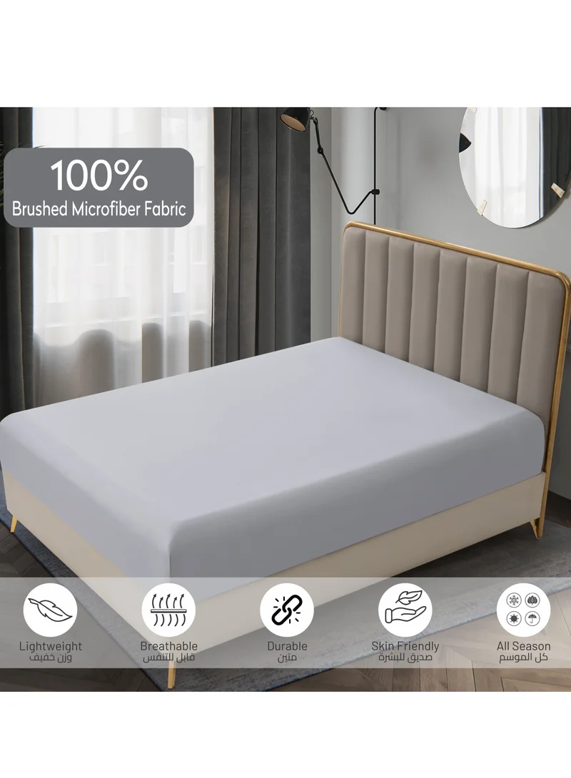 Donetella Bedding Fitted Sheet - Fits 200x200 Cm For Super King Bed - 3 Pcs (1 Fitted Sheet and 2 Pillowcases) - 35 Cm Deep Pocket - Solid Bed Sheet