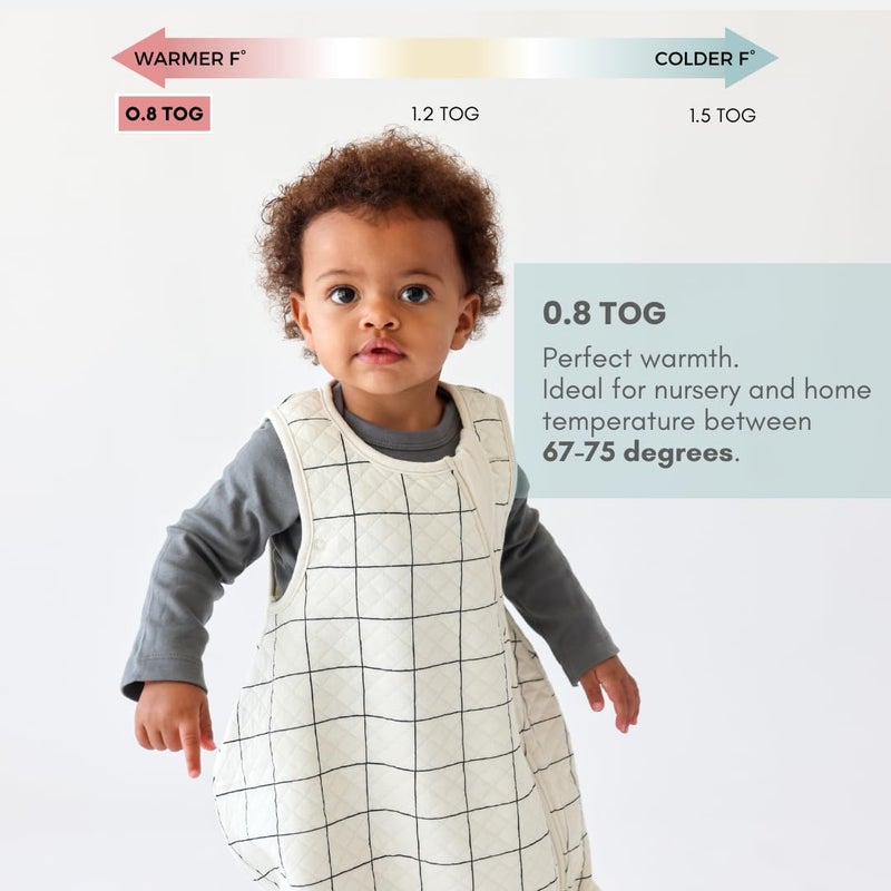 Tealbee Grow with Baby Sleep Sack - Adjustable Fit 6-24 Months for Babies & Toddlers, Soft Rayon from Bamboo Sleep Bag, Summer 0.8 TOG Wearable Blanket with 2-Way Zipper - Checkered - Image 4
