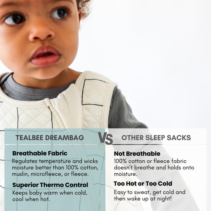 Tealbee Grow with Baby Sleep Sack - Adjustable Fit 6-24 Months for Babies & Toddlers, Soft Rayon from Bamboo Sleep Bag, Summer 0.8 TOG Wearable Blanket with 2-Way Zipper - Checkered - Image 3