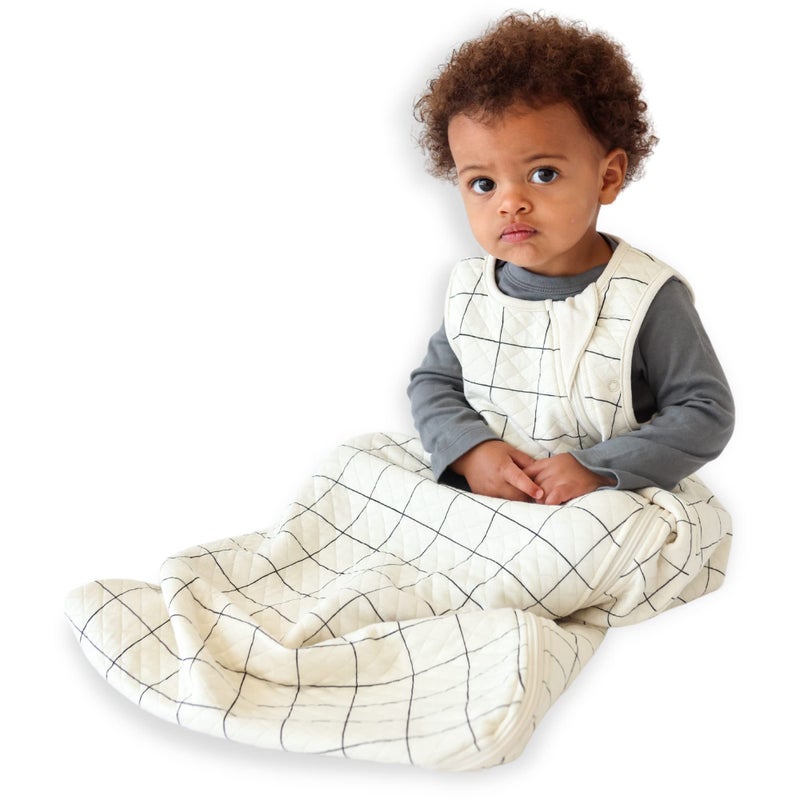 Tealbee Grow with Baby Sleep Sack - Adjustable Fit 6-24 Months for Babies & Toddlers, Soft Rayon from Bamboo Sleep Bag, Summer 0.8 TOG Wearable Blanket with 2-Way Zipper - Checkered - Image 1
