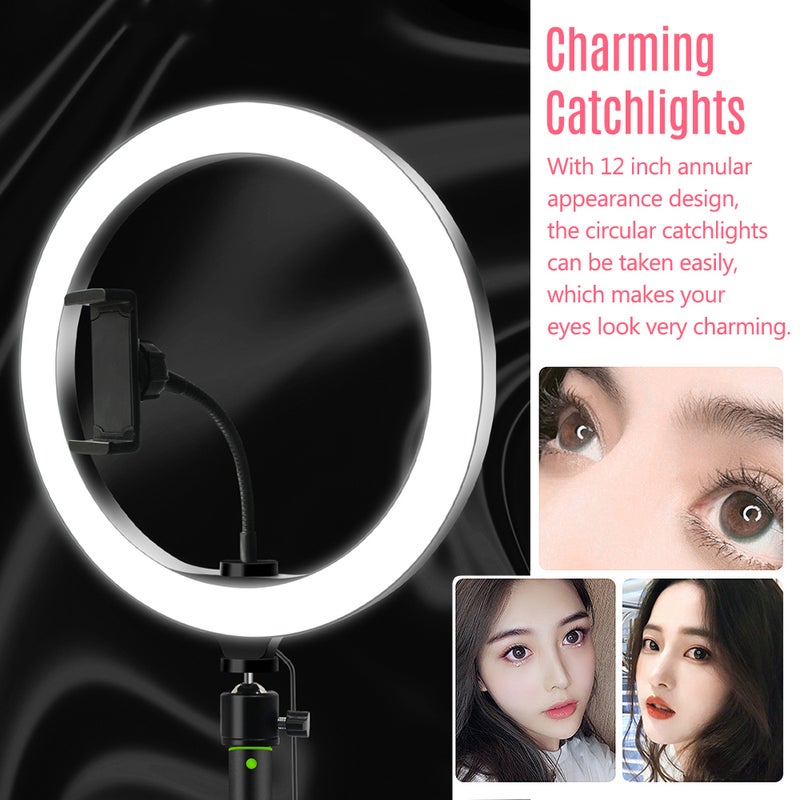 Loquat Dimmable LED Ring Video Light With Selfie Stick Tabletop Tripod Multicolour - Image 5