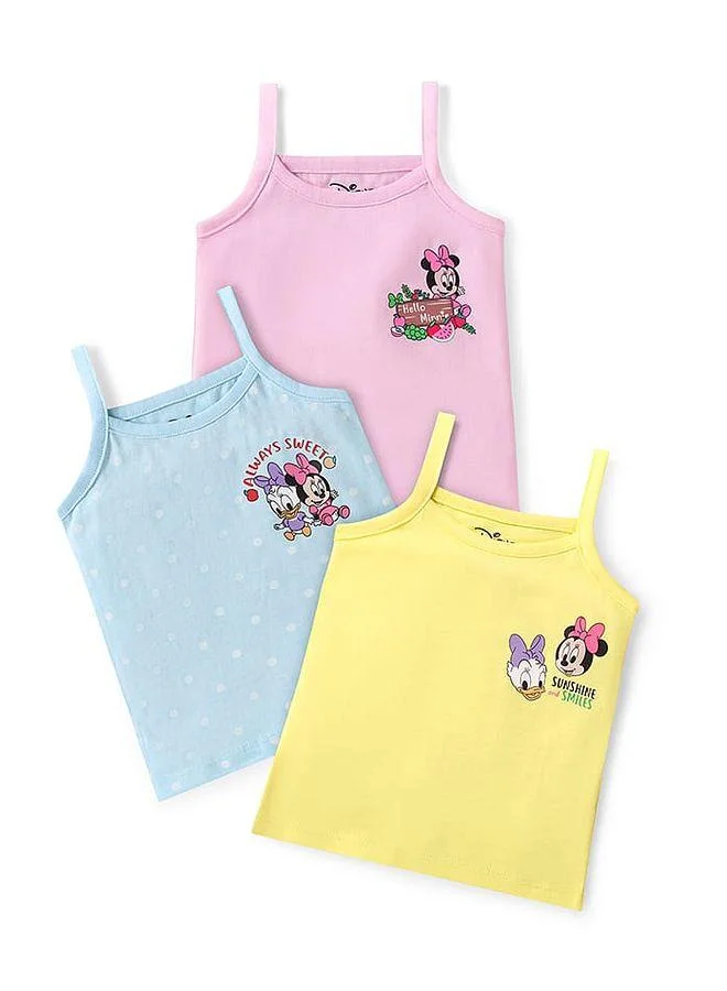 Babyhug Disney Babyhug Disney Single Jersey Knit Singlet Sleeves Slips with Minnie Mouse Graphics Pack of 3 - Pink/Yellow/Light Blue