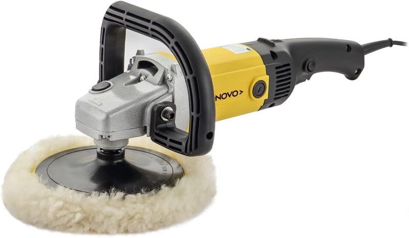 Yonovo Car Polisher - 1200W - Bs Plug Electric Polishing Machine For Car Detailing Buffing Waxing - 600-3000 Rpm Rotary Tool With Auxiliary Handle Spindle-Lock Button, Velcro Pad, Wool Disc - Image 1