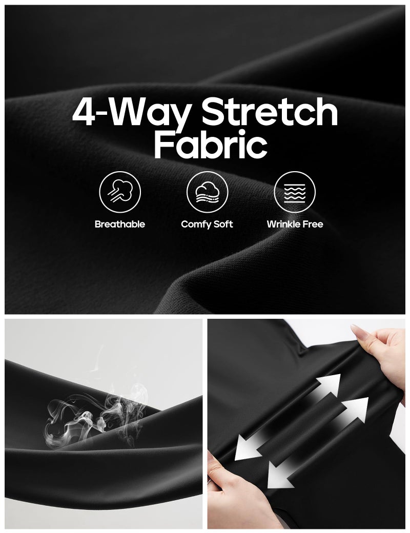 Heathyoga Womens Dress Pants Pull On Wide Leg Stretchy Work Pants Women Business Casual Outfits Slacks for Women Trousers Black - Image 4