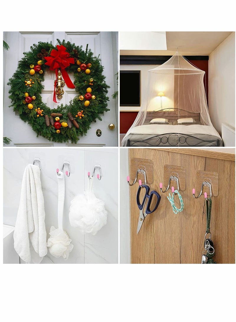 SYOSI Self Adhesive Wall Hooks, Dual Head Large Heavy Duty Hooks, for Hanging Utility Hooks, for Kitchen Bathroom Ceiling Reusable Adhesive Hooks for Key, 12 Pack Max 30lb - Image 3