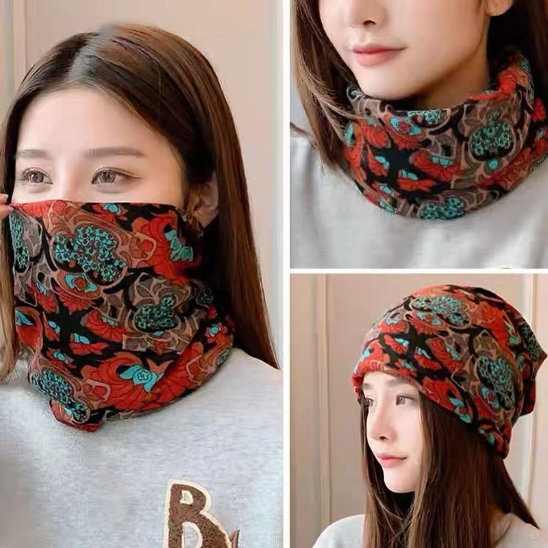 Versatile Autumn Winter Twist Scarf Cap No. 4 palace red 