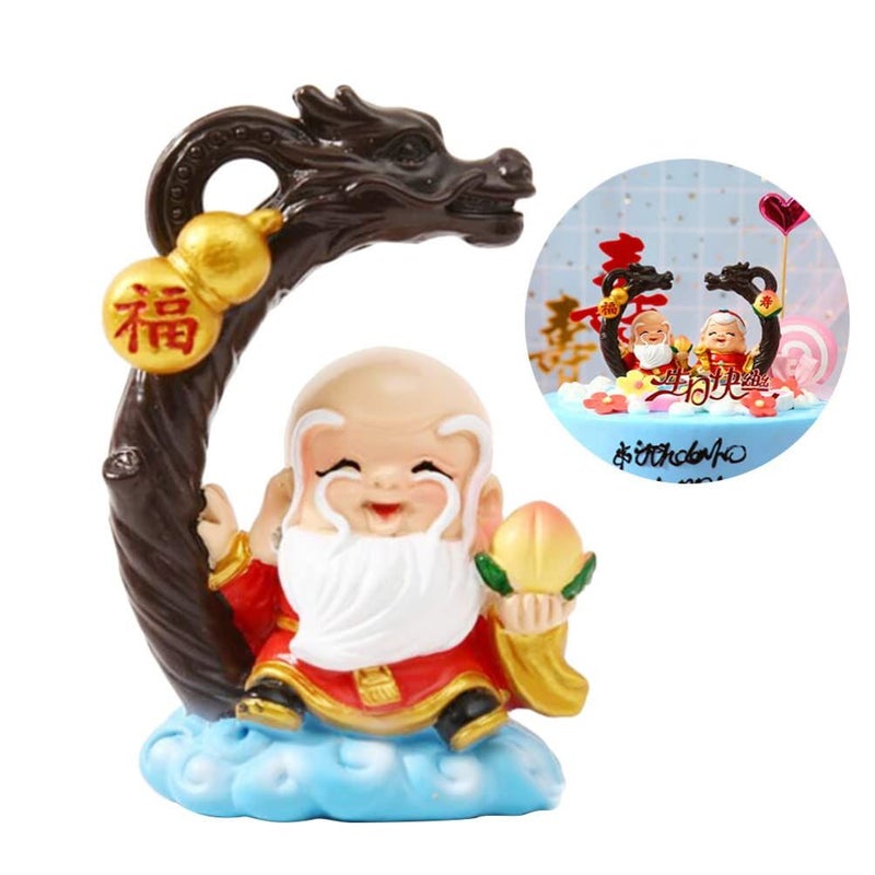 Chinese Longevity God Cake Topper Decoration with Blessing Word for Birthday Anniversary Party Table Centerpiece - Image 4