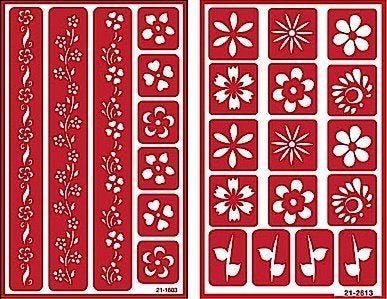 Over n Over Reusable SelfStick Etching Stencil for Glass or Stamping  Bundle of Two Sets  Floral Borders 2  Flowers