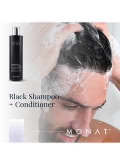 monat Black Shampoo + Conditioner - Mens Shampoo And Conditioner 2 In 1 Black Hair Care. A 2-In-1 Shampoo Conditioner Formulated For Optimal Hair Health In One Step. - Net Wt. 237 Ml / 8.0 Fl. Oz.  - Image 2