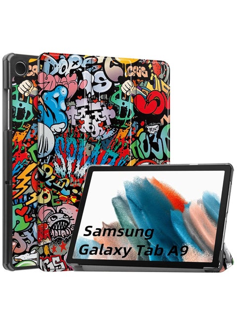 حافظة جديدة متوافقة مع جهاز Samsung Galaxy Tab A9 8 بوصة 2023 اللوحي، غطاء حامل ثلاثي الطي من جلد البولي يوريثان لجهاز Galaxy Tab A9 8 بوصة (TY)