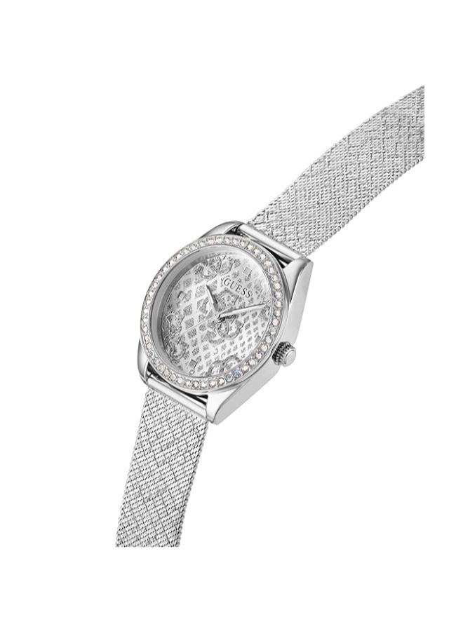 GUESS Mesh Analog Silver Dial Women's Watch-Gw0748L1, Band Color:Silver - Image 3