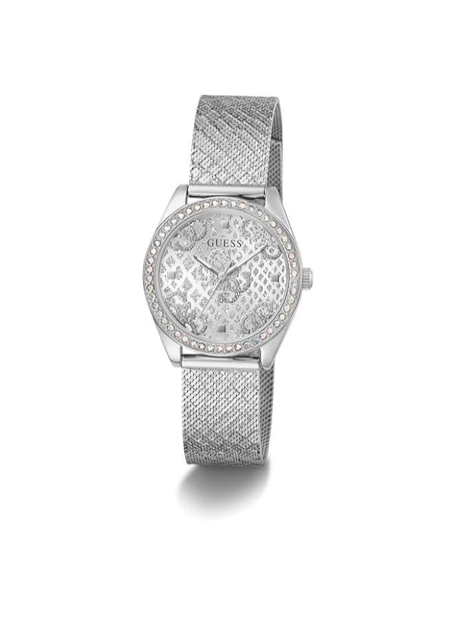GUESS Mesh Analog Silver Dial Women's Watch-Gw0748L1, Band Color:Silver - Image 4