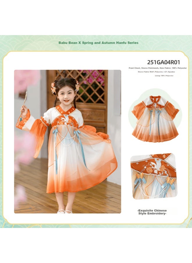 Bobdog Girls Hanfu Dress Autumn Winter New Chinese Style Long Sleeve Traditional Gradient Princess Dress For Kids - Image 1