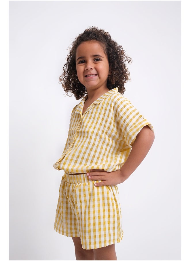playmore Yellow Checkered Comfy Shorts  - Image 1