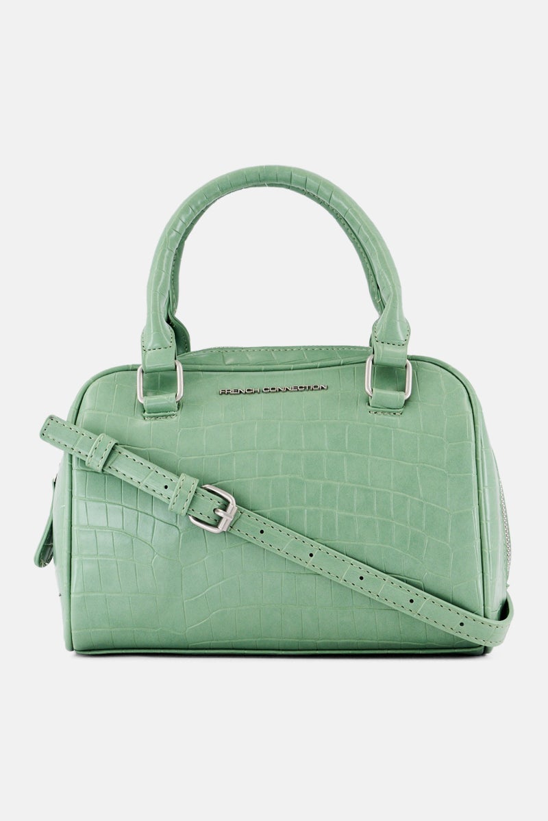 French Connection Women Nora Croco Top Handle Satchel Bag, Sage  - Image 1