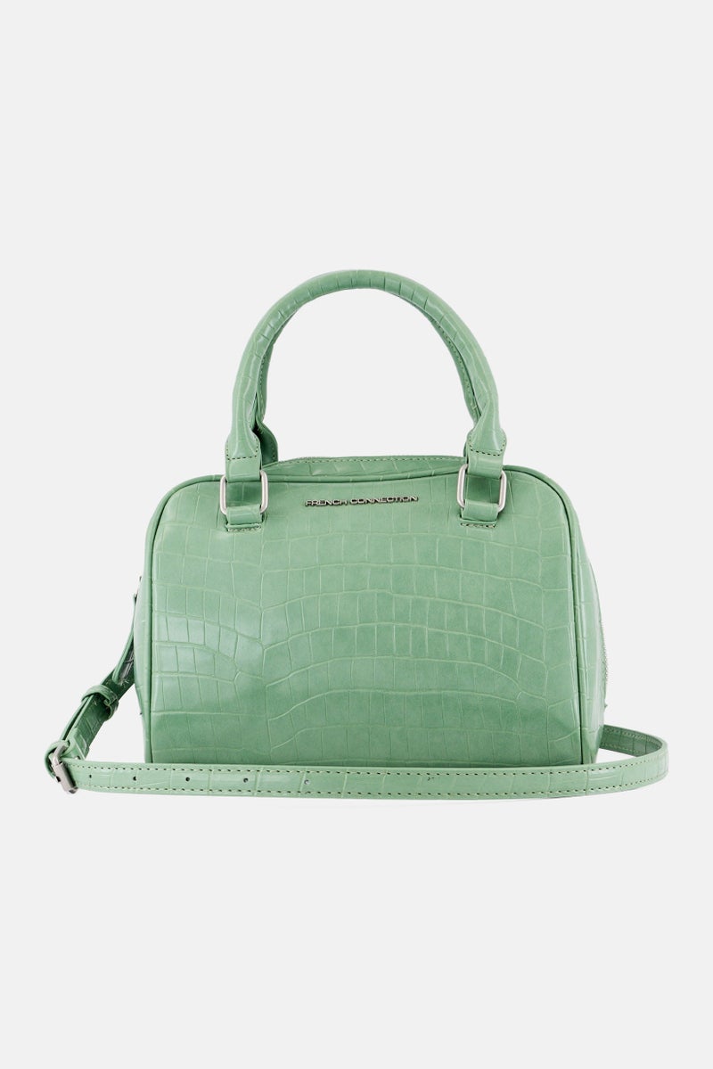 French Connection Women Nora Croco Top Handle Satchel Bag, Sage  - Image 2