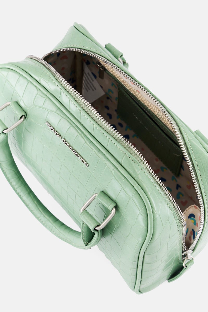 French Connection Women Nora Croco Top Handle Satchel Bag, Sage  - Image 4