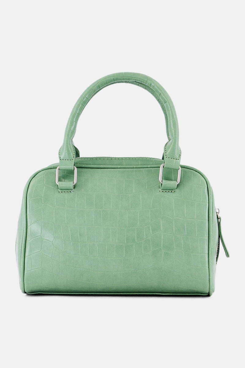 French Connection Women Nora Croco Top Handle Satchel Bag, Sage  - Image 3