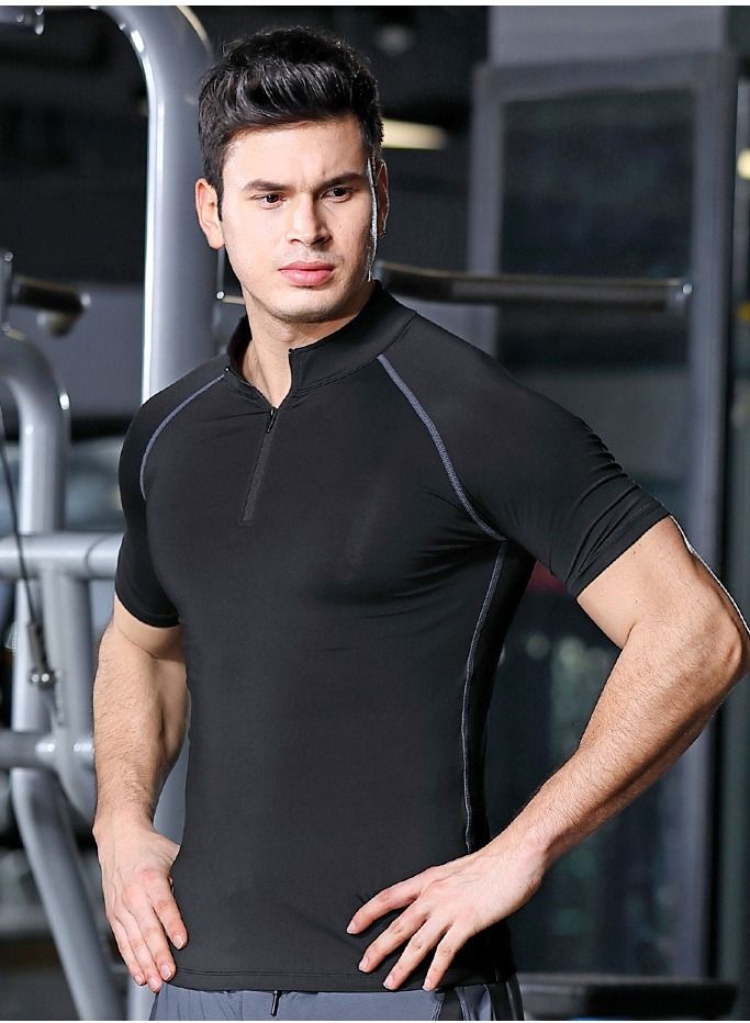 Loquat Men Quick Dry Breathable Sports T-Shirt Black  - Image 1