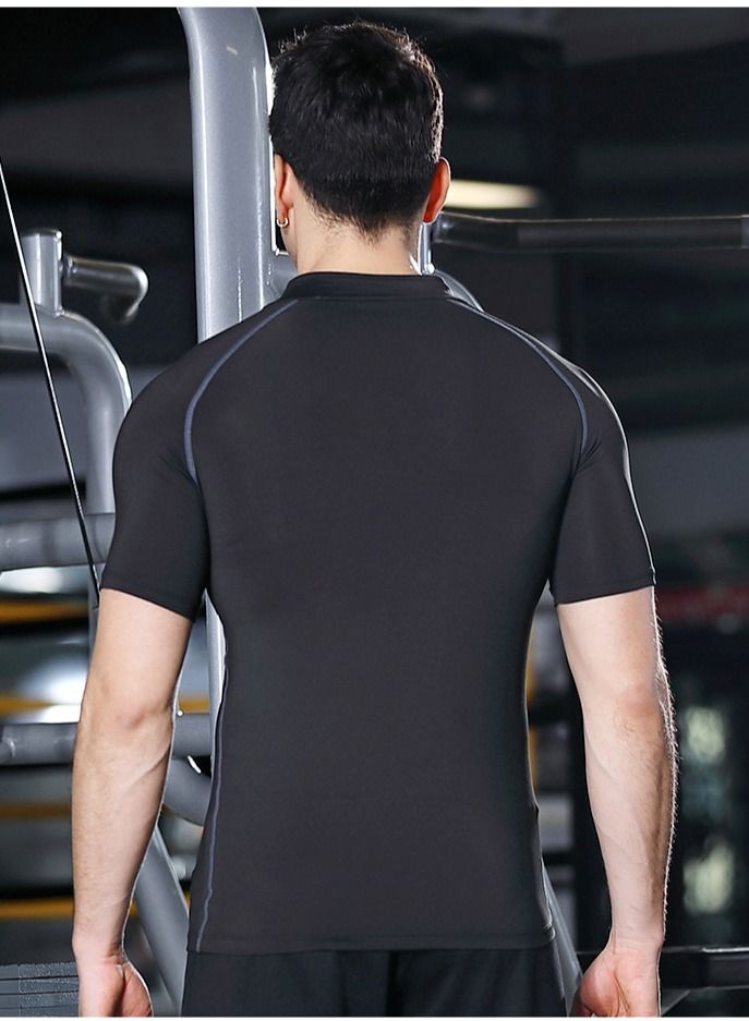 Loquat Men Quick Dry Breathable Sports T-Shirt Black  - Image 2