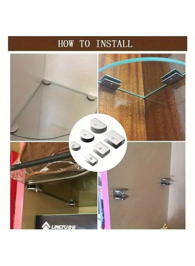 4Pcs Small Stainless Steel Adjustable Glass Clamp Support Wall Mounted 5 13mm - Image 4