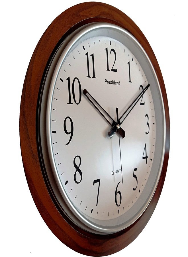 President Quartz 18-Inch Official Designer Analog Wall Clock for Home Decor, Living Room, Bedroom, Kitchen, Office, Cafe, etc (Dark Brown), Plastic - Image 3