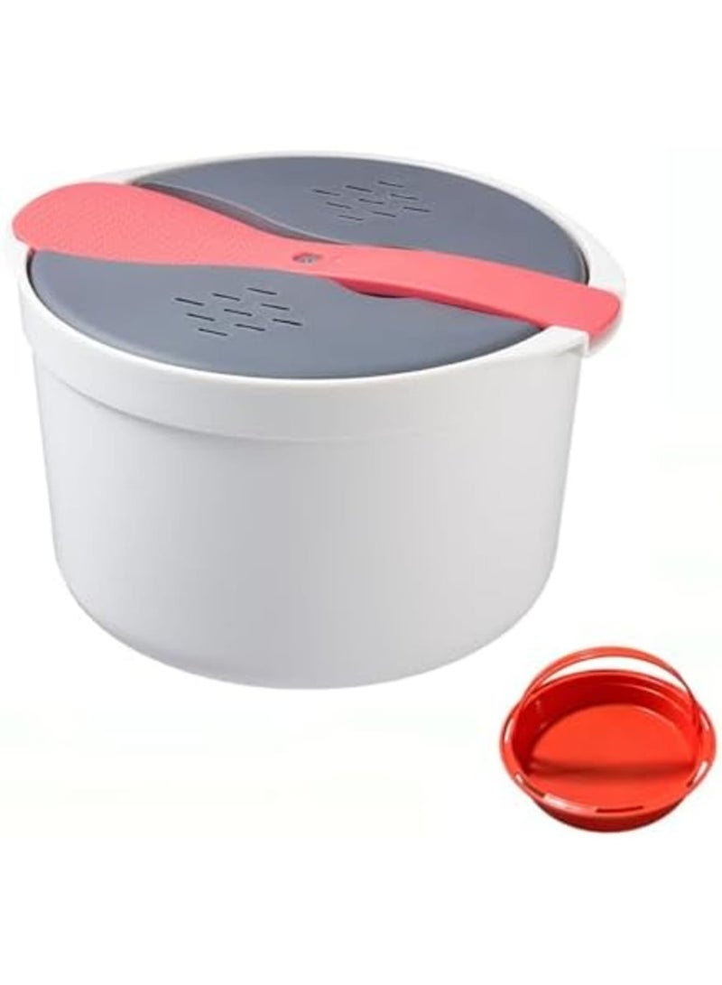 SYOSI Microwave Rice Cooker, 2L Microwave Steamer Set with Rice Scoop, Lid, Strainer and Steaming Pot, Microwave Rice Maker Set for Pasta, Potato, Vegetables, Quinoa, Oatmeal, Non-stick, BPA Free (Orange) - Image 1