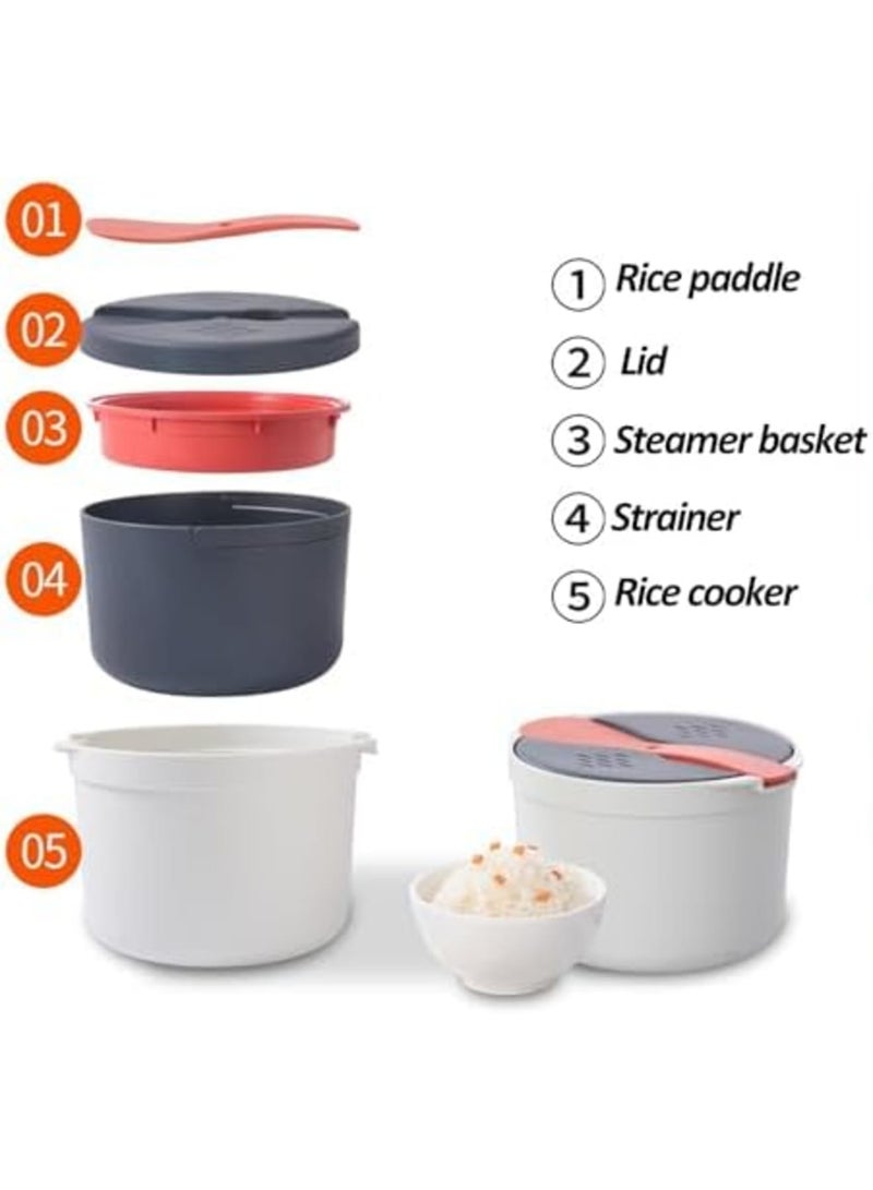 SYOSI Microwave Rice Cooker, 2L Microwave Steamer Set with Rice Scoop, Lid, Strainer and Steaming Pot, Microwave Rice Maker Set for Pasta, Potato, Vegetables, Quinoa, Oatmeal, Non-stick, BPA Free (Orange) - Image 2