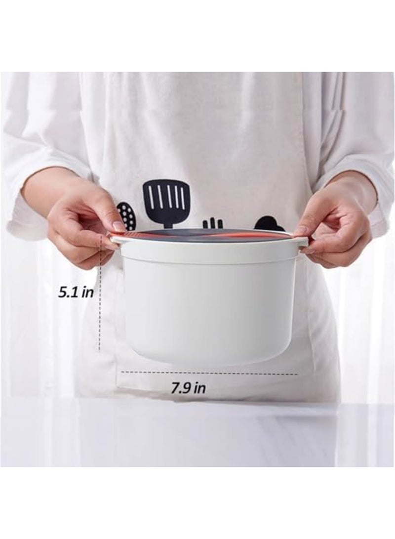SYOSI Microwave Rice Cooker, 2L Microwave Steamer Set with Rice Scoop, Lid, Strainer and Steaming Pot, Microwave Rice Maker Set for Pasta, Potato, Vegetables, Quinoa, Oatmeal, Non-stick, BPA Free (Orange) - Image 5
