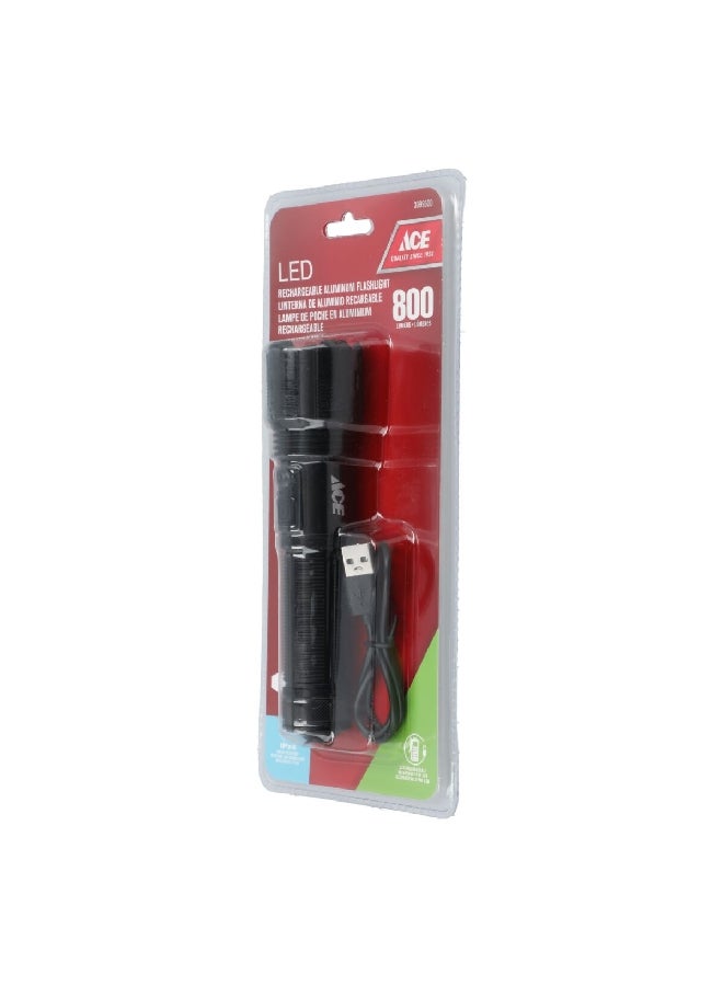 ACE High-Quality Rechargeable Aluminum 800-Lumens LED Flashlight Black 27.3 x 5 x 12.4 cm 3999600  - Image 3