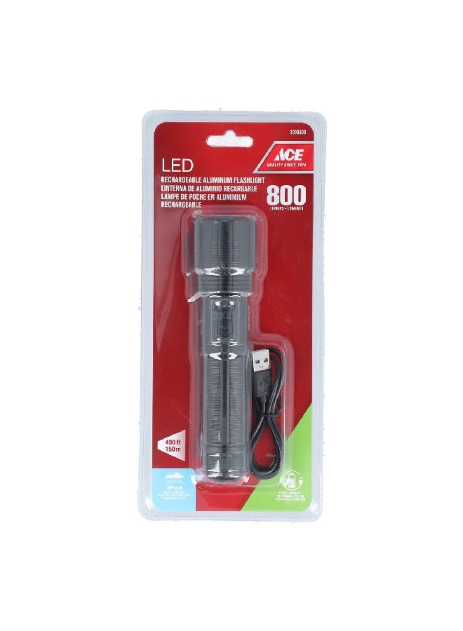 ACE High-Quality Rechargeable Aluminum 800-Lumens LED Flashlight Black 27.3 x 5 x 12.4 cm 3999600  - Image 1