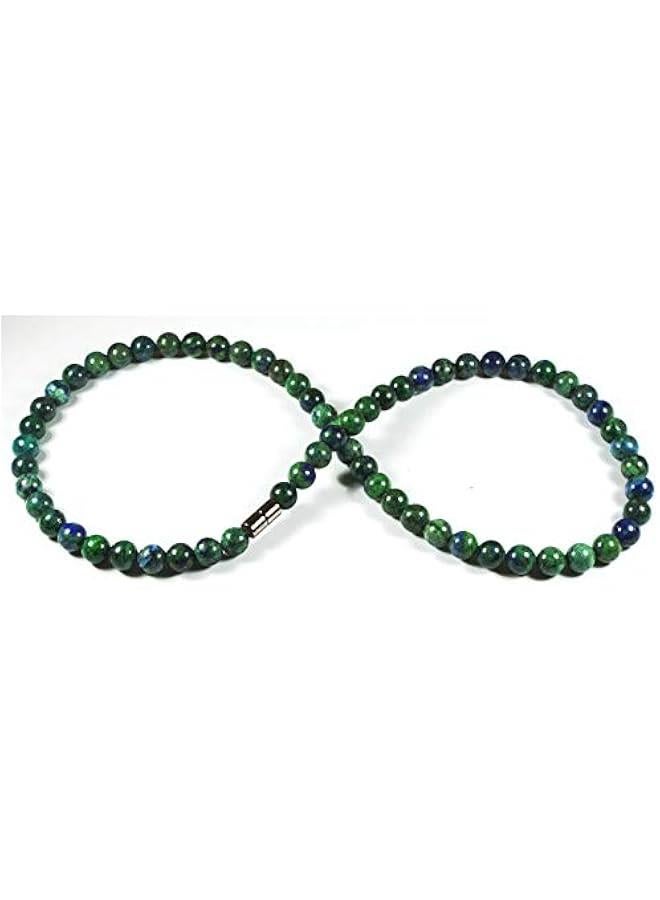 Arabest Azurite Crystal Necklace for Men/Women - Chrysocolla Crystal Bead Necklace - Chrysocolla Lapis Lazuli Necklace - Natural Gemstones - Beaded Choker Necklaces for Women/Men - Image 1