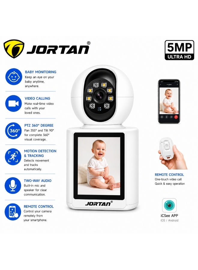 JORTAN 5MP Video Call Smart Camera, Free Video Calling, Motion Detection, Color and IR Night vision, Mobile Alarm, HD Resolution - Image 1