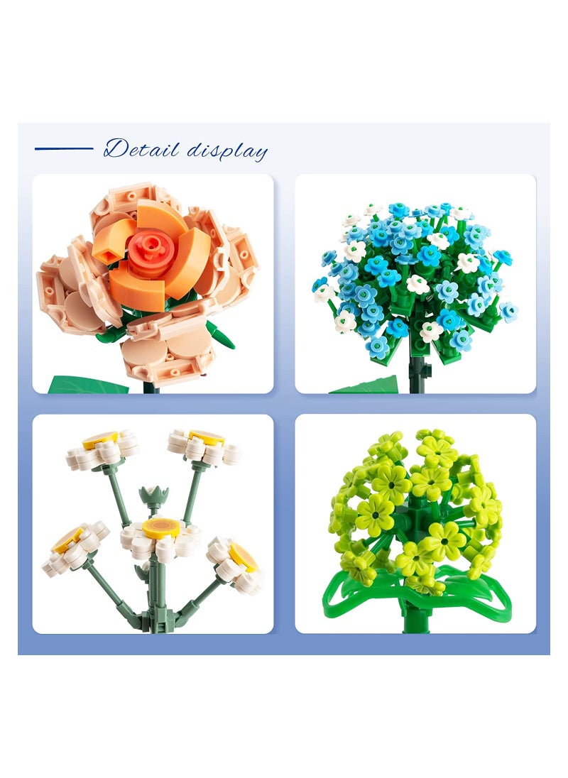 Generic - Mini Bricks Flower Bouquet Building Set - Artificial Flowers Chamomile 680 Pieces Building Block Set for Botanical Collection for Ages 8-12 Years Old Girl for Gift (Hydrangea/Rose/Camellia) - Image 1