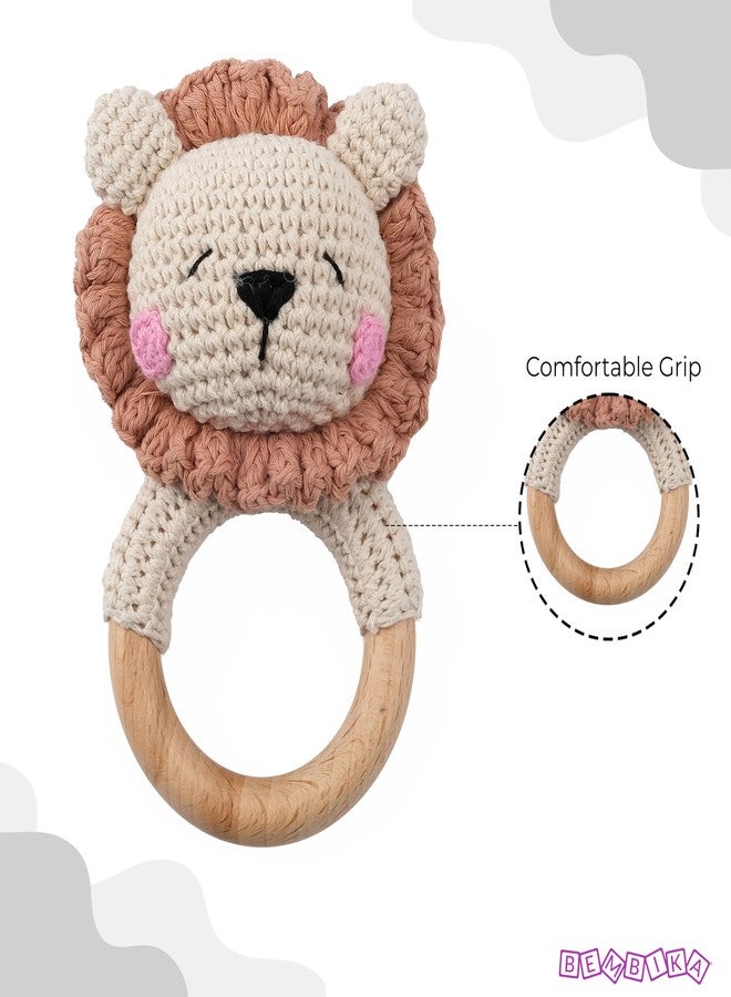 BEMBIKA Infant Baby Teether Toys Lion Shape, Baby Teether Wooden, Baby Teether Keys For Teething (Brown). - Image 3